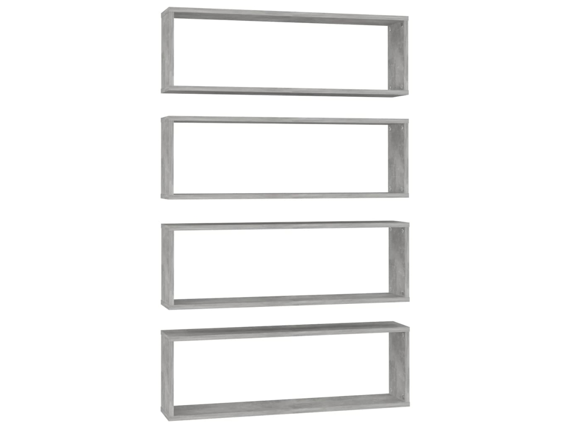 Conjunto de Prateleiras Cúbicas de Parede 4 MAISON EXCLUSIVE Derivado da Madeira Cinza Cimento