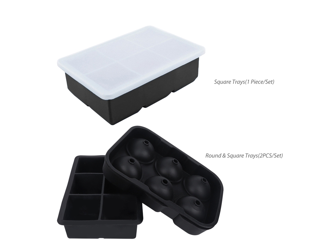 6 Moldes de Gelo em Silicone Empilháveis com Tampa Removível À Prova de Derrames para Bebidas Geladas em Casa LAXISCREED