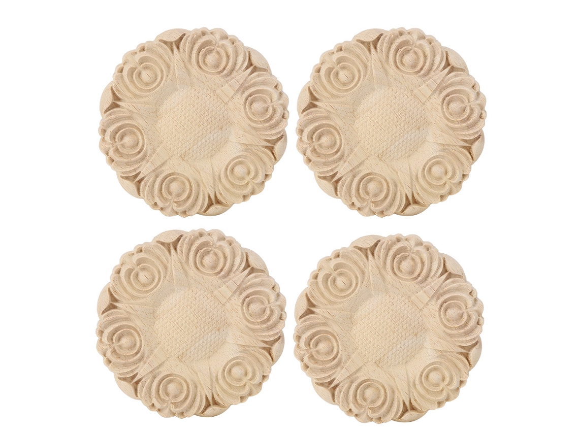 4 Peças Aplique De Madeira Redondo 10cm Para Decoração De Móveis Armários