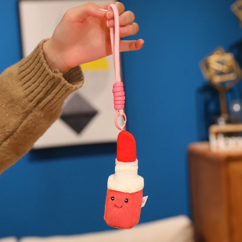 Chaveiro de Pelúcia em Formato de Batom, Fofo e Feito À Mão . MDUG (12 Cm)