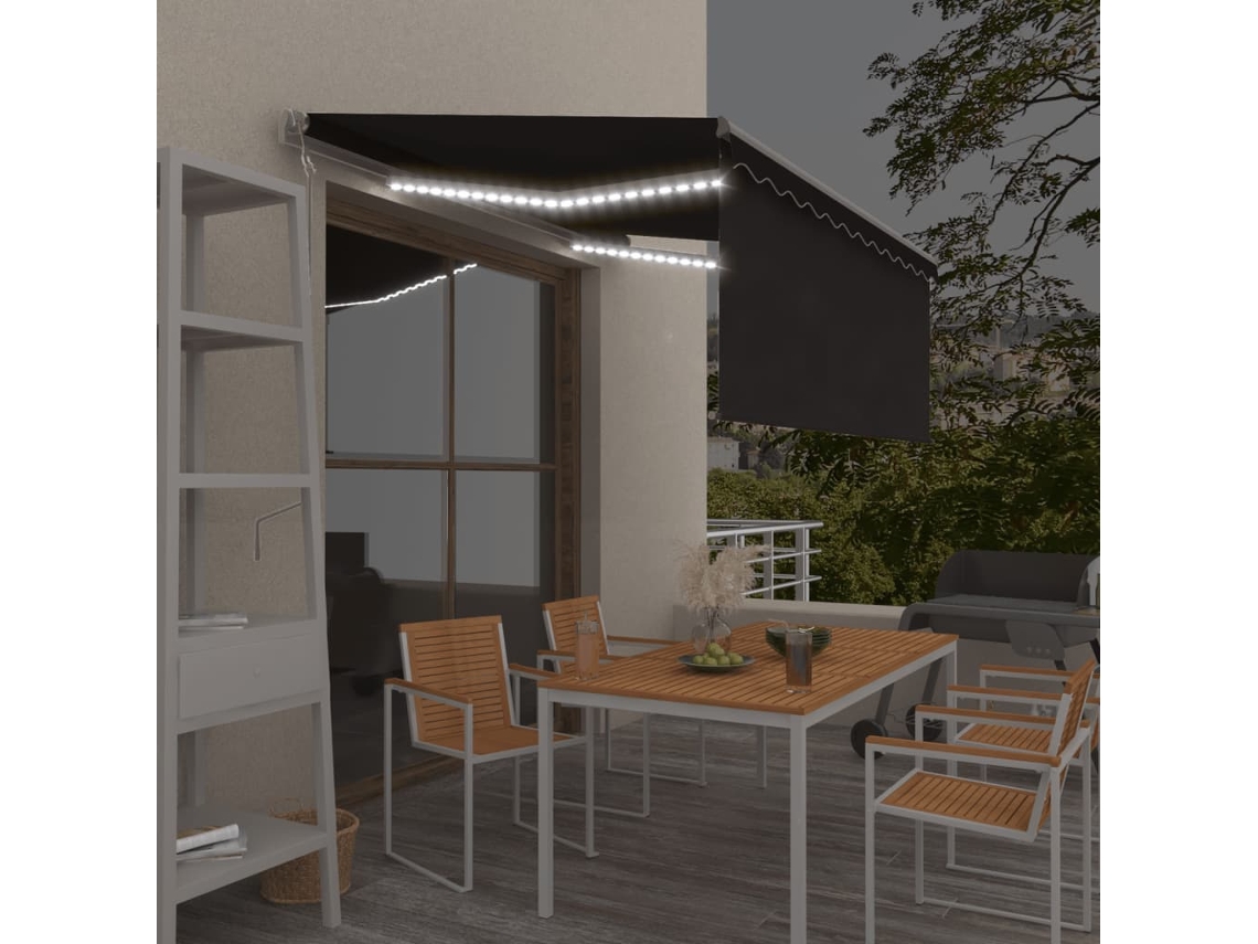 Vidaxl Toldo Automático C/ Estore/led/sensor De Vento 3x2,5m Antracite