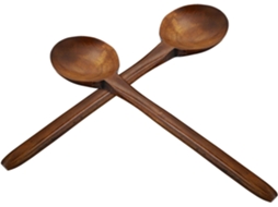 Conjunto De 2 Colheres De Sopa Em Madeira Natural Com Cabos Longos, Ergonômicos E Ao Calor