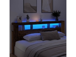 Vidaxl Cabeceira C/ Leds 220x18,5x103,5cm Deriv. Madeira Madeira Velha