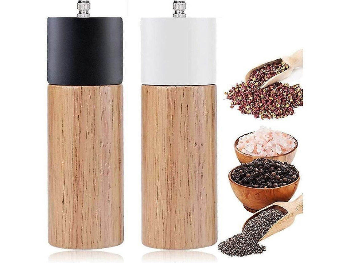 Molinillo de Pimienta Y Sal Manual Con Rueda de Molido Cerámica Ajustable Conjunto de Saleros Y Pimenteros para Molido Grueso Y Fino