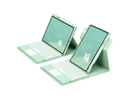 Capa Teclado Bluetooth Czhhmart Para Ipad Pro11 (2022/2021/2020/2018) Polegadas, Giratorio, Con Teclado De Tampa Redondo (verde Claro)
