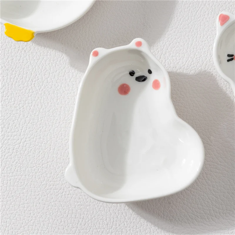 Prato de Cerâmica Estilo Japonês , Peça Criativa para Decoração de Casa. MDUG (urso, 10 Cm)