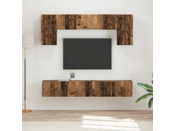 Vidaxl Conjunto De Móvel De Tv 4 Pcs Madeira Antiga Madeira Processada
