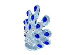 Estatueta de Pavão Azul Cristal, Presente para Mulheres, Arte em Vidro Artesanal, Peça Colecionável para Decoração de Casa e Crianças BRILVIBERA