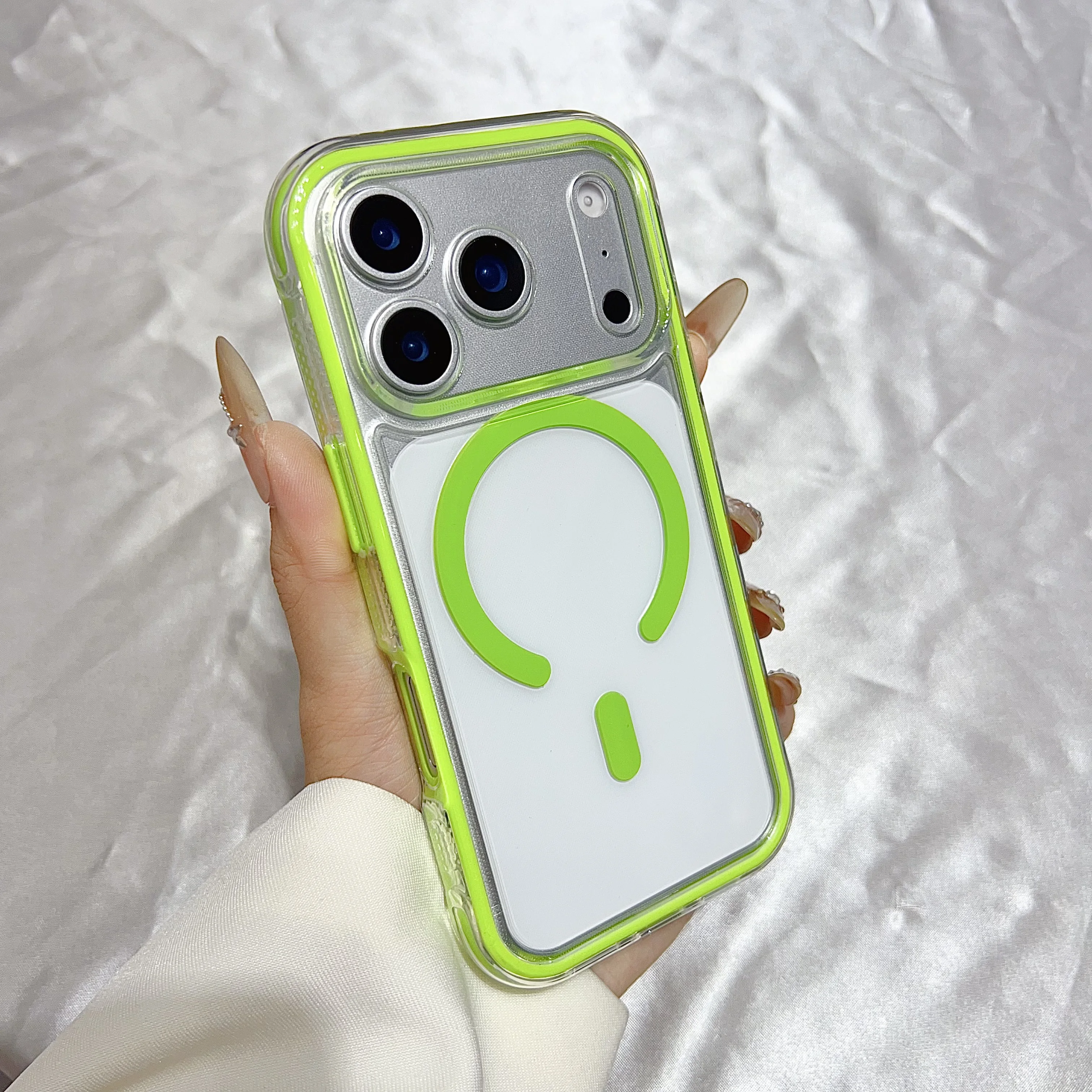 Capa Protetora Transparente De Silicone Macio Para Iphone 12 Pro Max (verde).