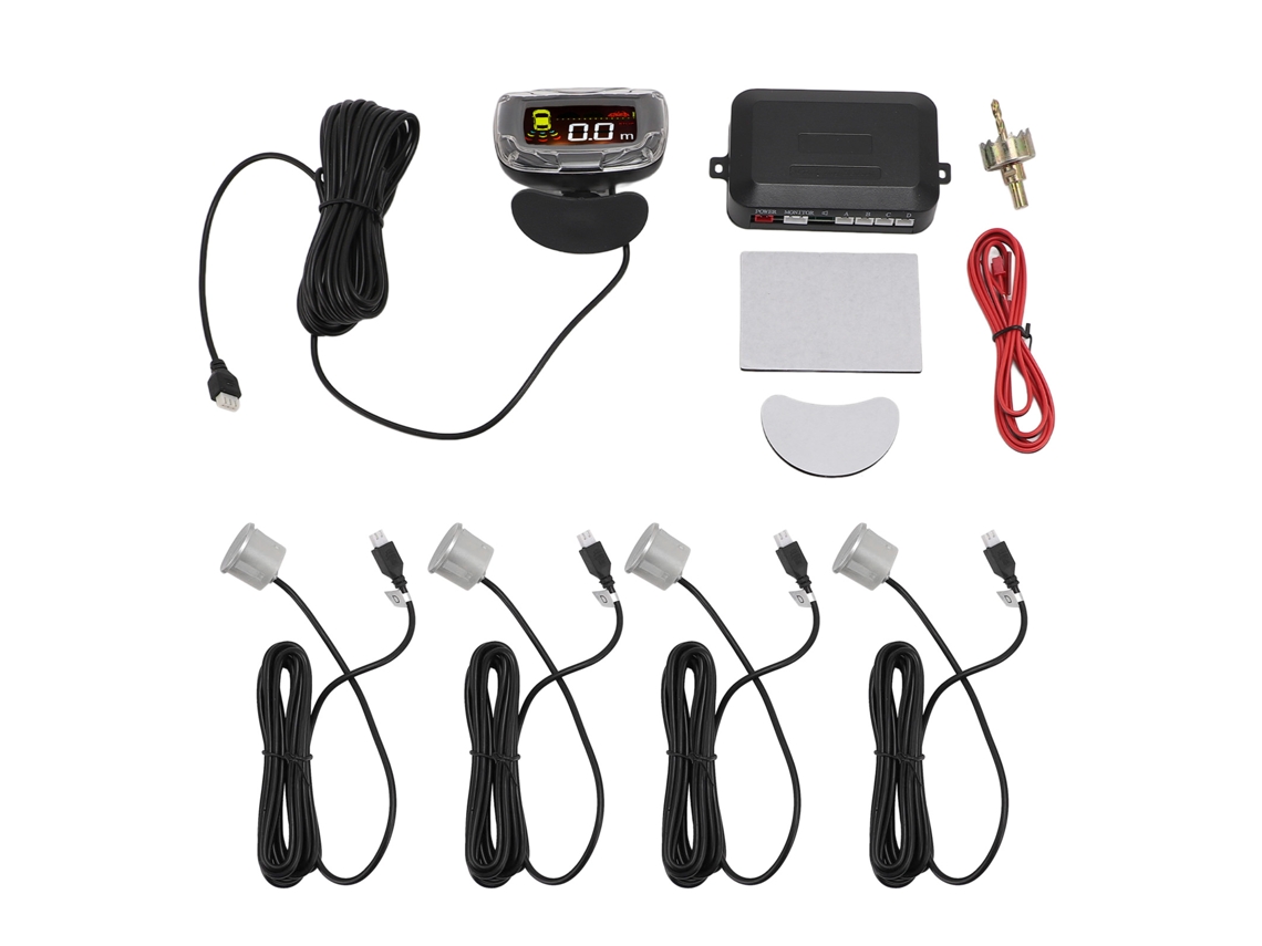 Sistema De Radar De Ré Com 4 Sensores Lcd Luzes
