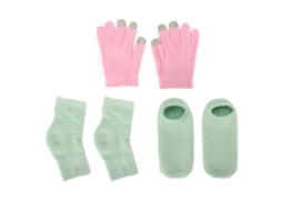 Conjunto De Meias Sem Dedos E Luvas De Gel Reutilizáveis Hidratantes Para Pele Seca Com Vitamina E