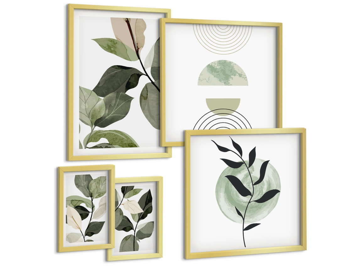 Conjunto De Pinturas Motivos Vegetais Escandinavos Espelharte (5 Peças)