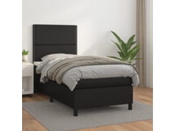 Vidaxl Cama com Molas/colchão 90x190 Cm Couro Artificial Preto