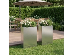 Vidaxl Vaso De Jardim 2 Unid. Prateado 40 X 20 X 75 Cm Aço Inoxidável