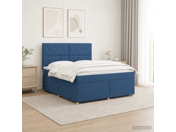 Vidaxl Cama Box Spring Com Colchão Azul 160 X 200 Cm Tecido