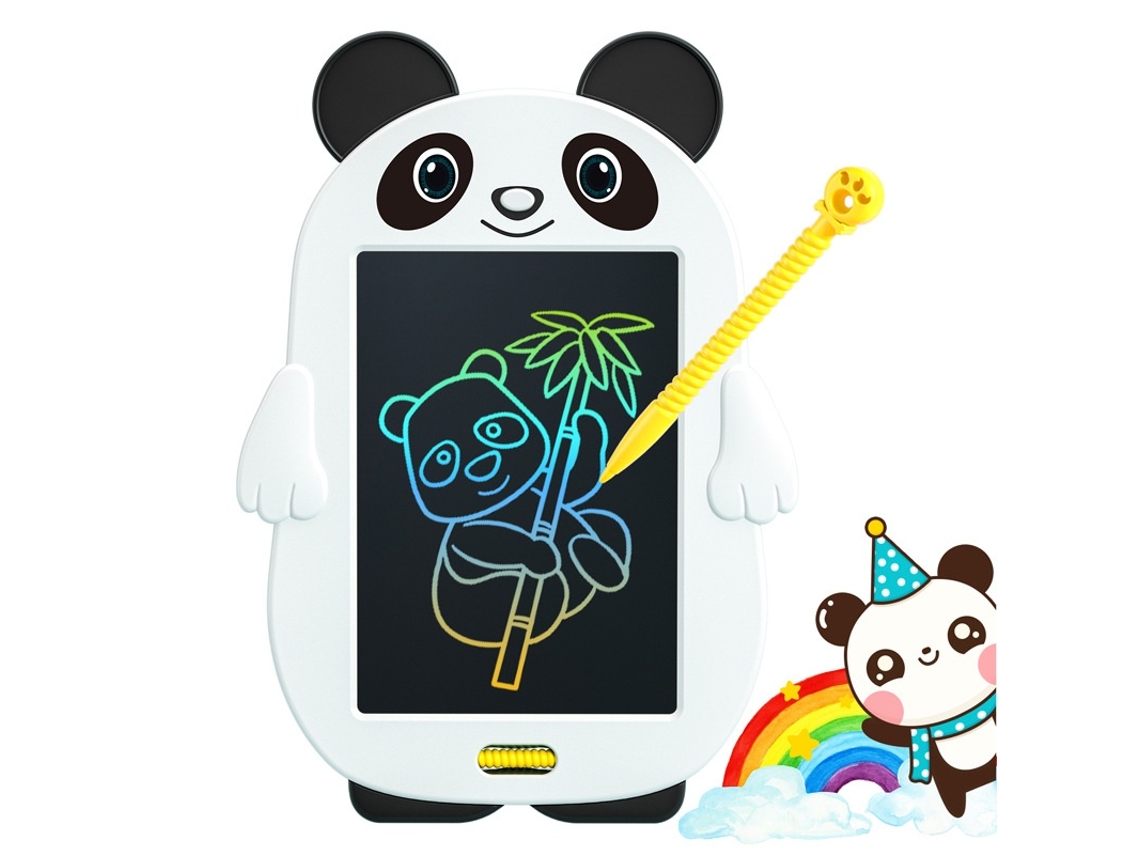 Tablet De Escrita Lcd Infantil, Design Panda, Com Apagamento Rápido Elysve