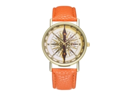Reloj De Pulsera De Cuero Moda Para Mujer De Cuarzo Ocio (naranja)