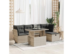 Vidaxl 6 Pcs Conj. Sofás Jardim Com Almofadões Vime Pe Cinzento-claro