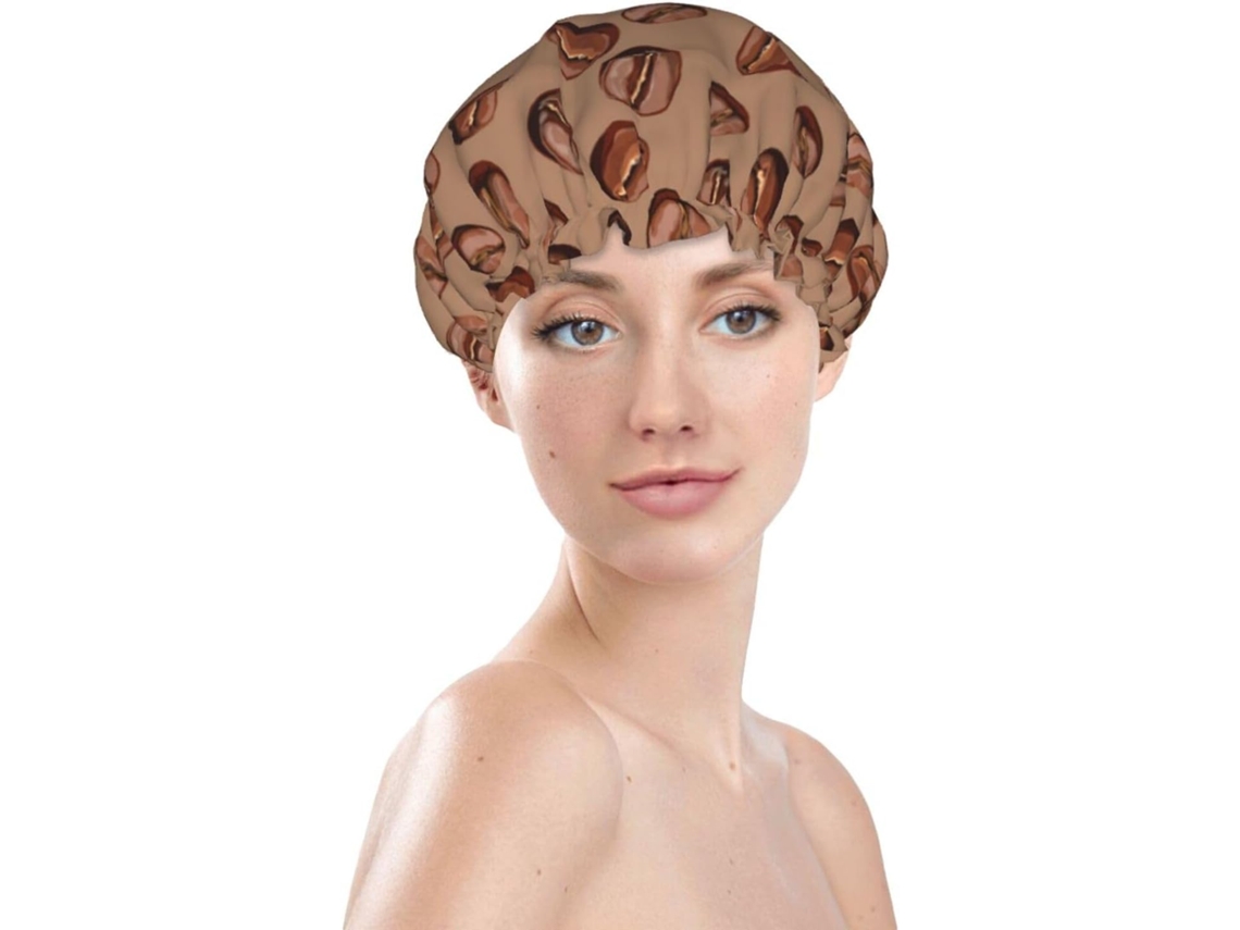 Touca De Banho Feminina, Reutilizável, Impermeável, Dupla Camada, Com Elástico, Ideal Para Cabelos Longos, Estampa De