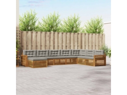 Vidaxl Conjunto De Sofás Para Exterior 8 Pcs Cinza Natural E Claro