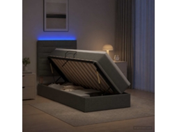 Vidaxl Cama De Armazenamento Led Com Colchão Cinzento-escuro