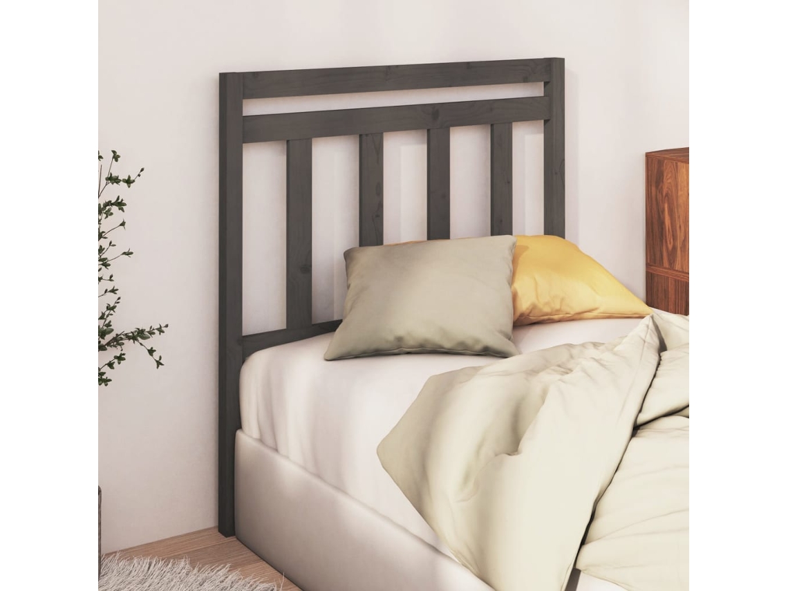 Vidaxl Cabeceira De Cama 106x4x100 Cm Pinho Maciço Cinzento