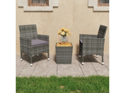 Vidaxl 3 Pcs Conjunto De Bistrô Vime Pe E Madeira De Acácia Cinzento