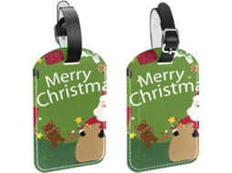 Conjunto De 2 Etiquetas Bagagem Em Couro Sintético Com A Inscrição Feliz Natal