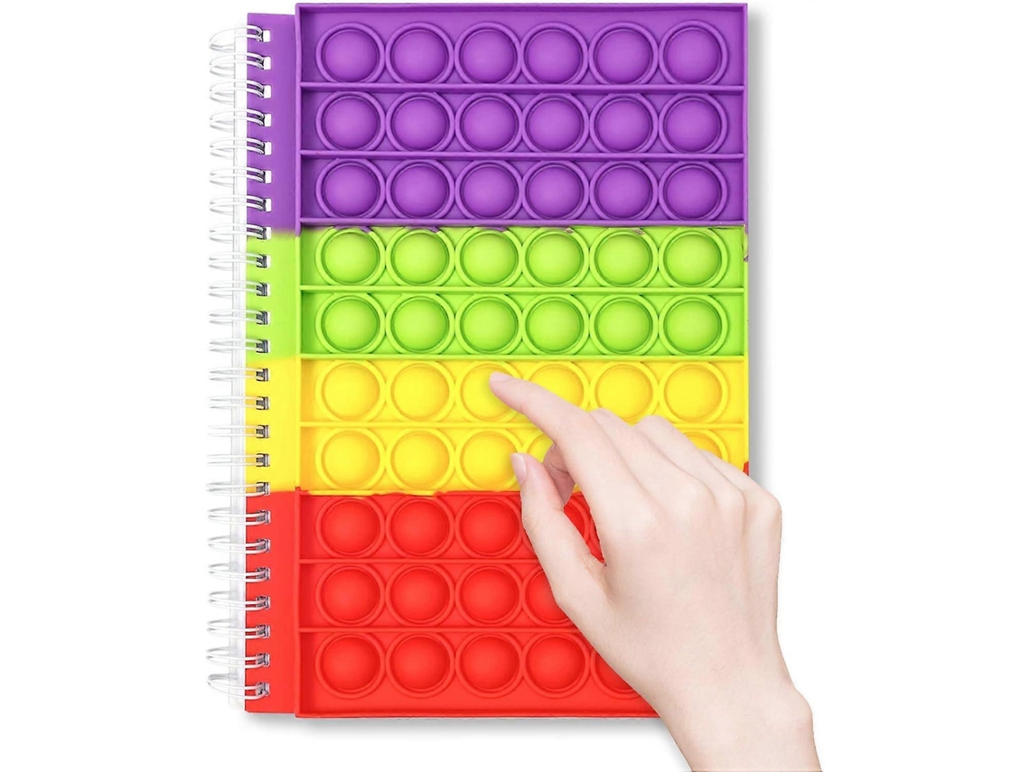 Caderno Espiral com Régua Universitária, Brinquedo Sensorial Anti estresse Push Pop, Caderno Bonito para Escola