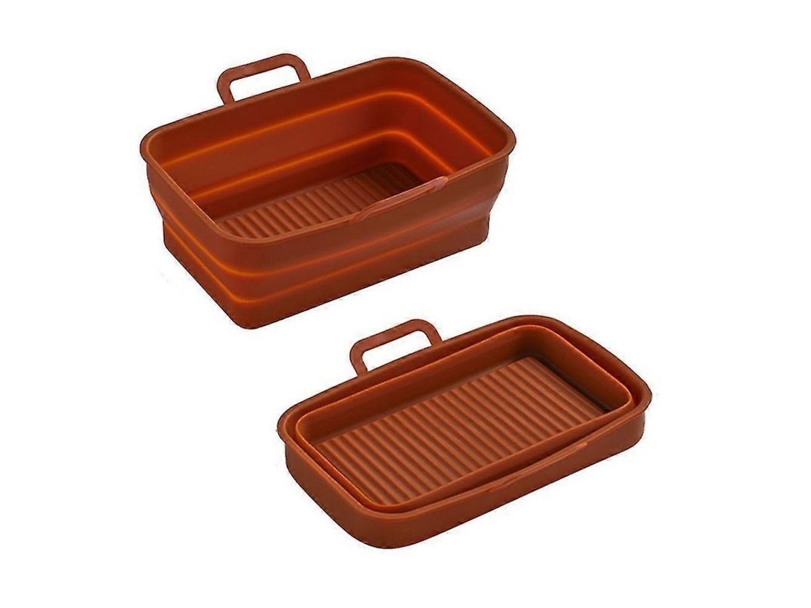 Bandeja De Silicone Reutilizável Para Acessórios Air Fryer Ninja: Antiaderente, Resistente À Alta Temperatura Com Alça Caramelo
