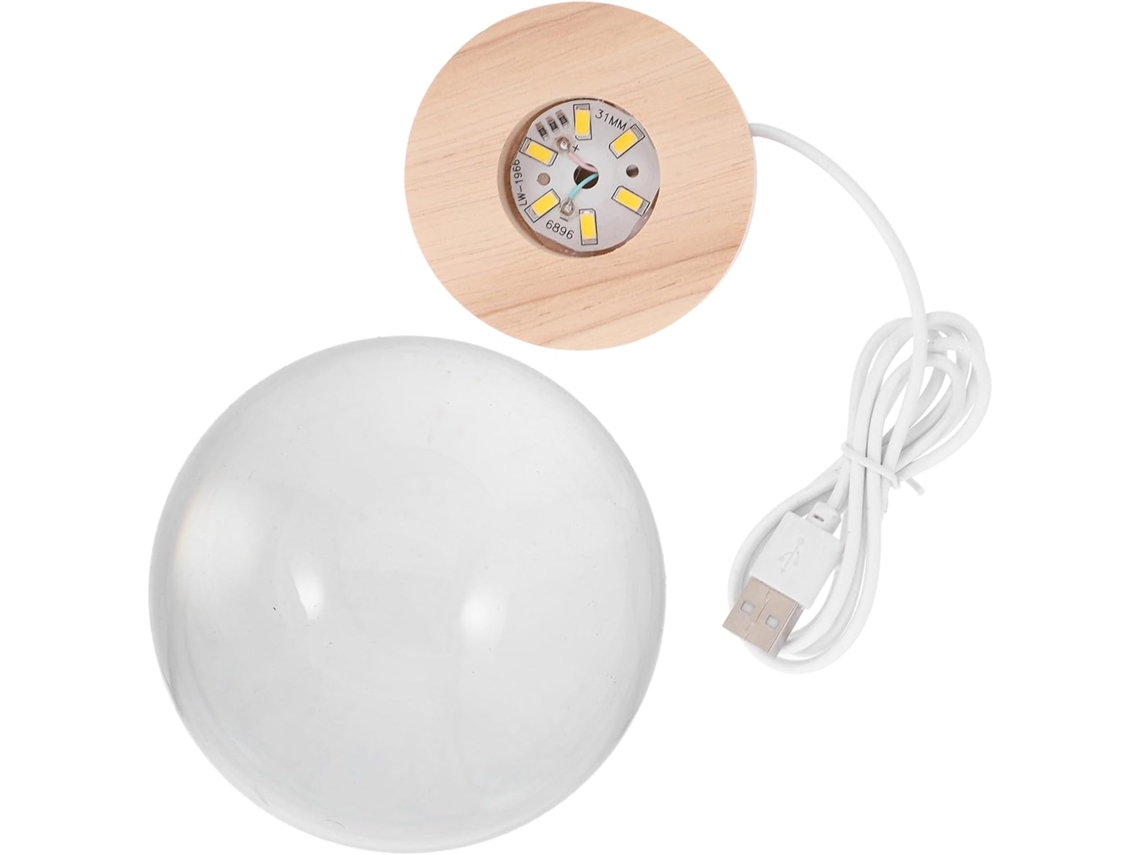 Luminária Lunar Sewacc Com Suporte De Madeira E Esfera Luz Usb 3d