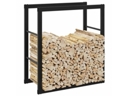 Vidaxl Suporte Para Lenha 55x30x61 Cm Aço Preto