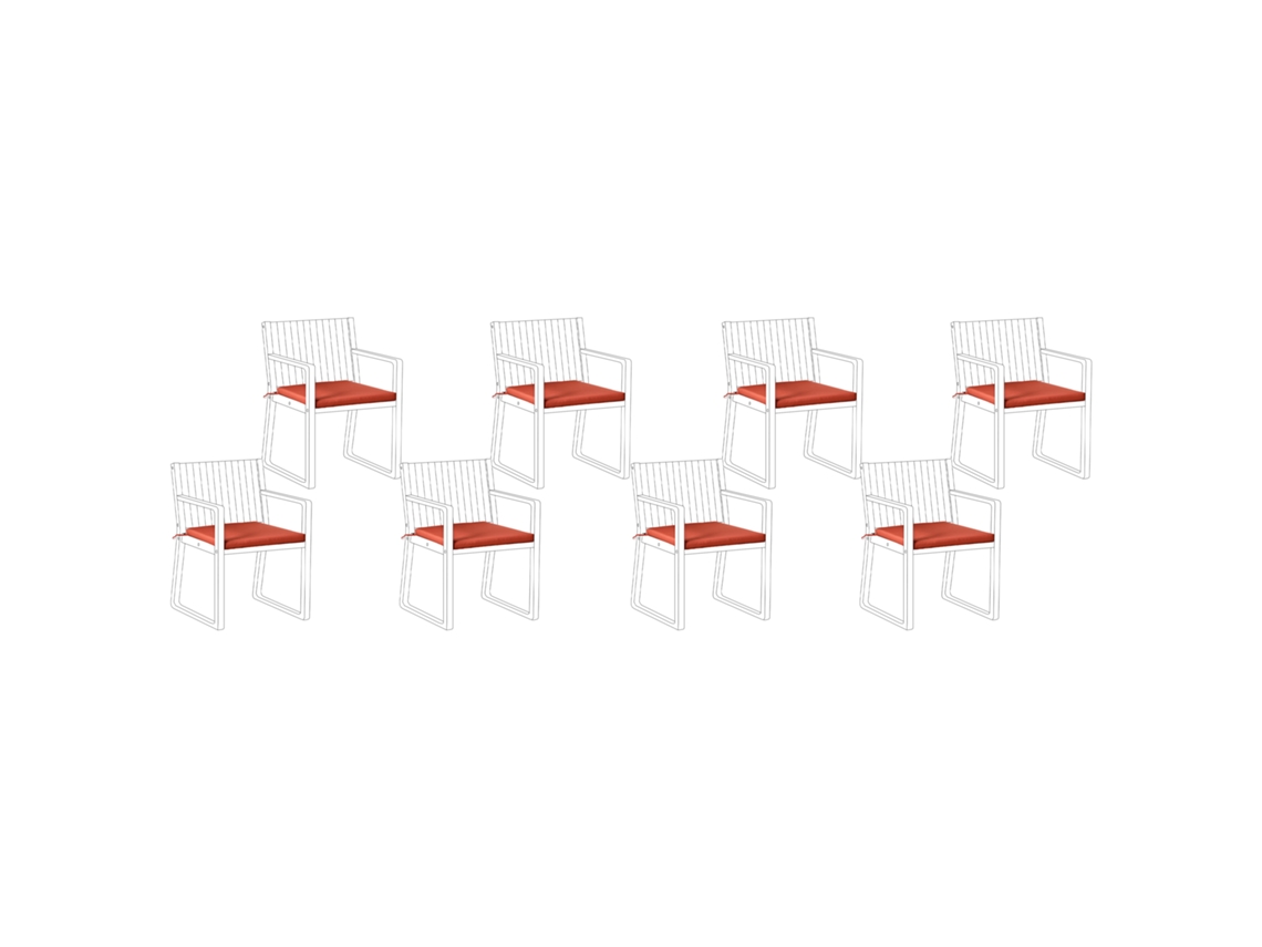 Conjunto De 8 Almofadas Para Cadeiras De Jardim Sassari Premium 46 X 46 Cm Vermelho