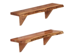 Prateleiras De Parede 2 Pcs 60x20x18cm Madeira De Acã¡cia Maciã§a Dkd Home Decor