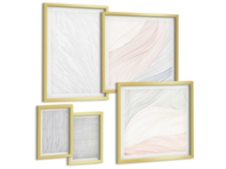 Pinturas Murais Modernas Folhas Verdes Plantas Tropicais Moldura Dourada Quadros Para A Sala De Estar Espelharte (conjunto De 5 Imagens)