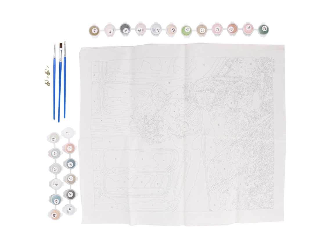 Kit De Pintura Por Números Com Pinceis Pigmento Acrílico Diy Para Adultos E Crianças Iniciantes 40x50cm