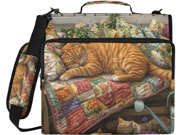 Organizador de massa com estampa floral, compartimento com zíper para datar, porta-macarrão com 3 argolas e compartimento para laptop.