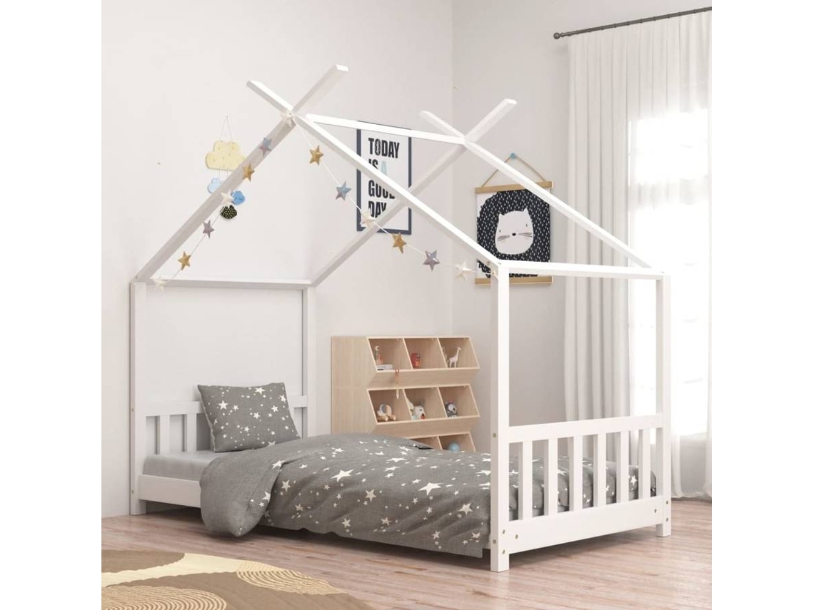 Kids Bed Frame, Kids Bed Frames Vidaxl Branco Madeira De Pinho (80 X 160 Cm)