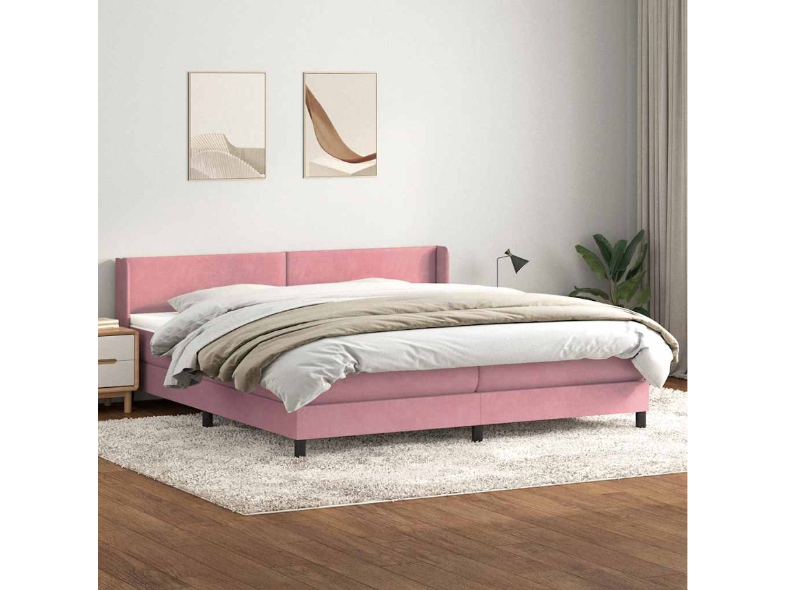 SYFAX™ Cama com Molas/colchão 180x210 Cm Veludo Rosa