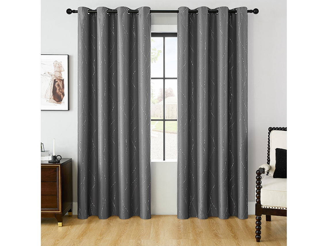 Cortina Blackout Térmica, Para Porta E Janela, Ilhós, 2 Peças, 100 X 130 Cm, Cinza