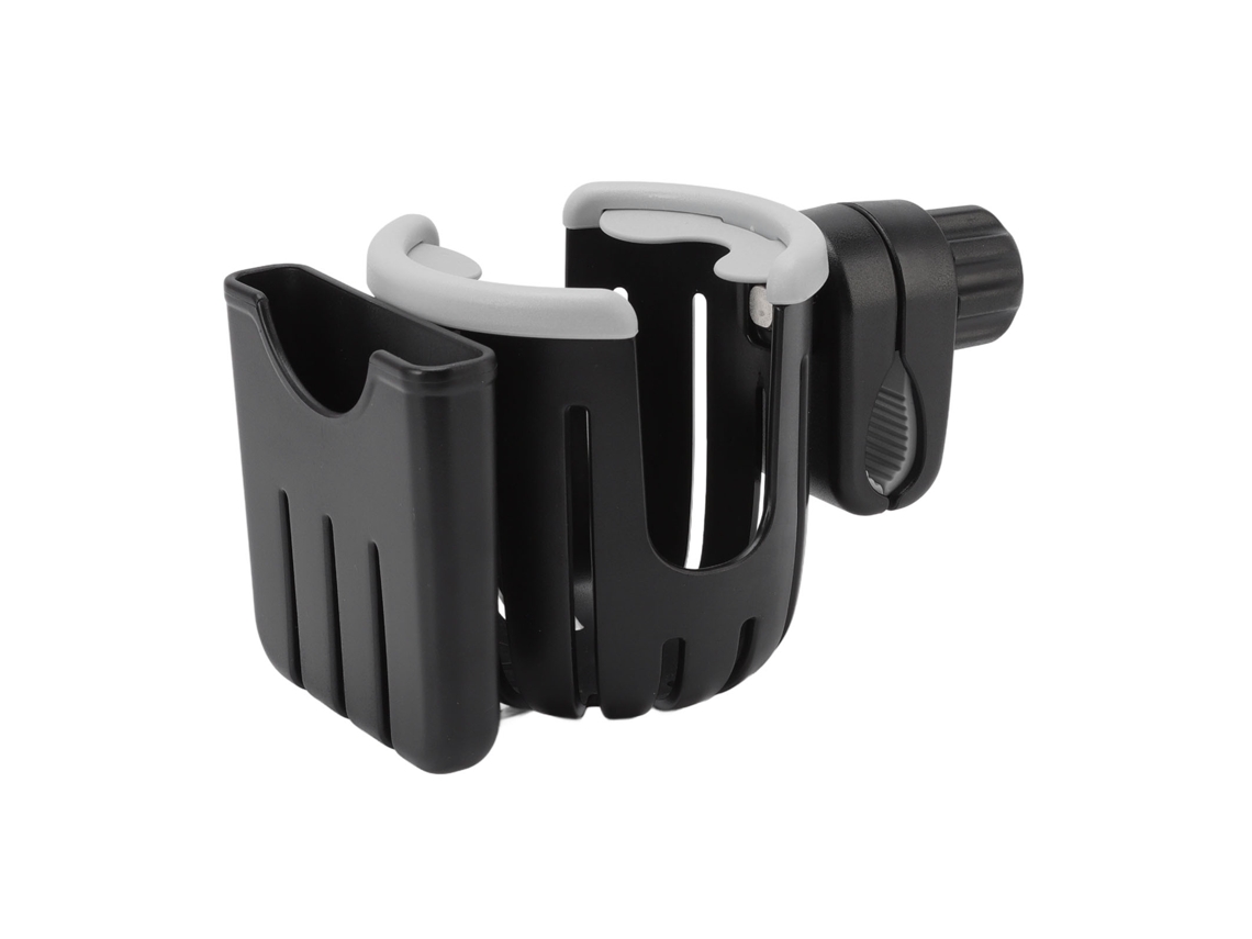 Suporte Universal 2 Em 1 Para Carrinho De Bebê Com Suporte Para Celular, Preto E Cinza.