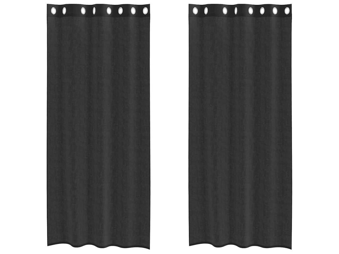 Maison Exclusive - Cortinas De Voile Com Ilhós 2 Pcs Preto 140x225 Cm