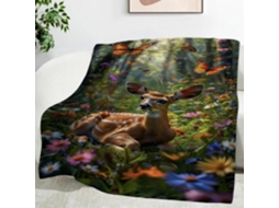 Manta Borboleta Veado 130x150 Cm Multifuncional Macia Aconchegante em Flanela Ideal para Cama Escritório Cochi