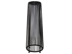 Luminária de Chão Colonial com Led, Ø 21,5x61 cm, Resina Trançada Preta CHEZMOI