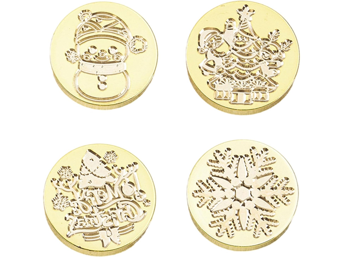 Conjunto De 4 Cabeças De Carimbo Natalinas Para Selar Convites De Casamento, Envelopes, Scrapbooking E Como