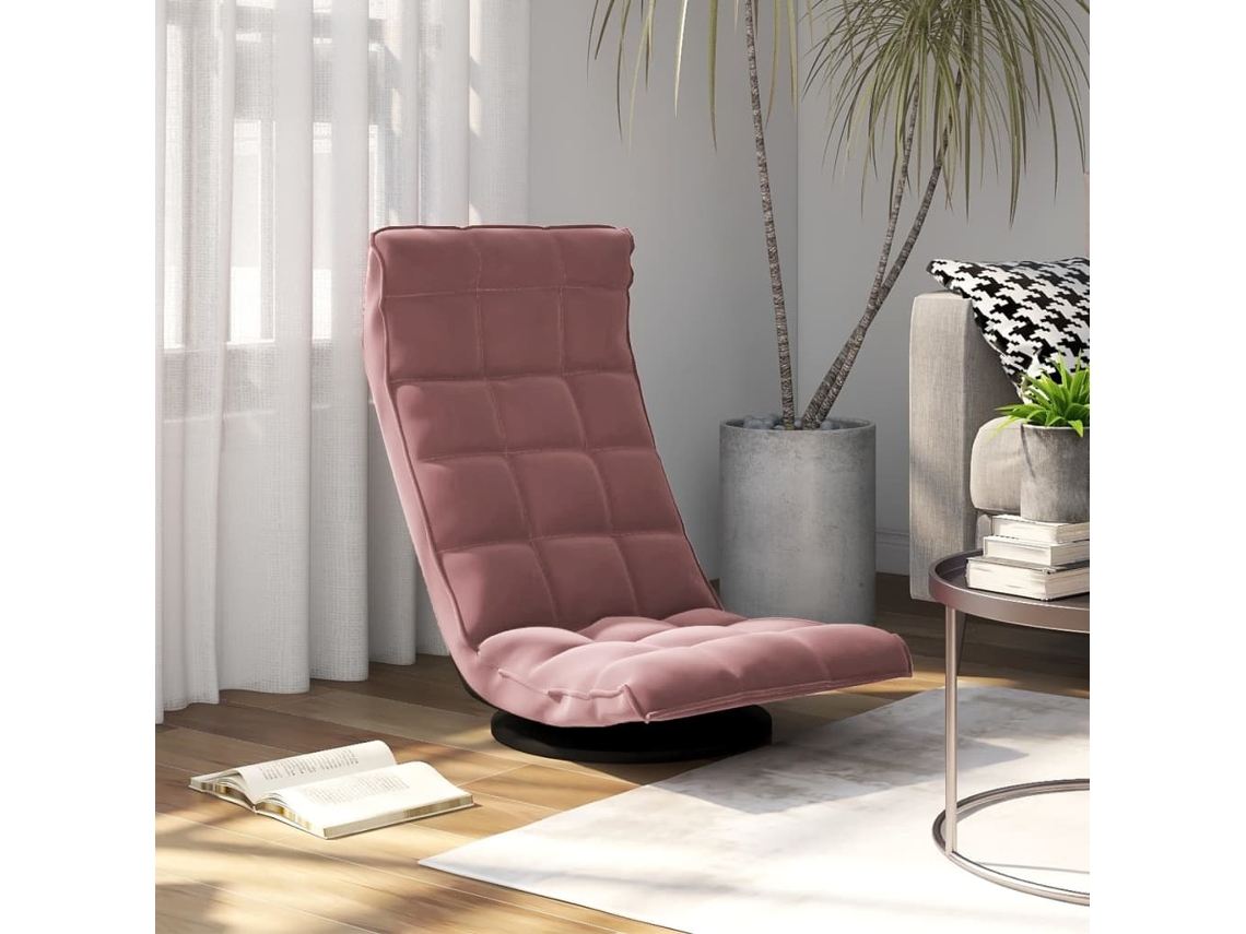 Vidaxl Cadeira De Piso Giratória Veludo Rosa