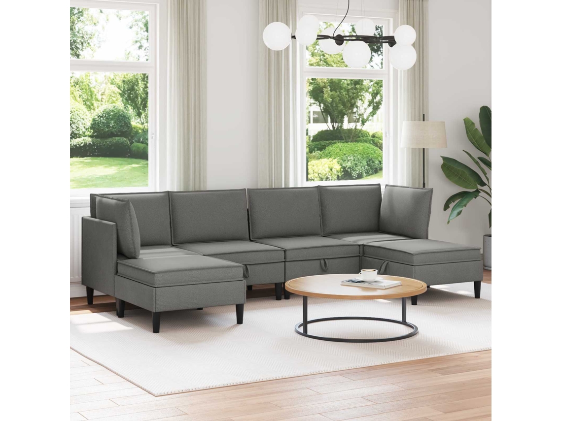 Vidaxl Conjunto De Móveis Para Sala De Estar 6 Unid. Cinzento-escuro