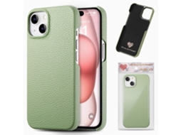 Capa Para Iphone 17 Air Verde Matcha Simples Em Couro Com Meia Borda