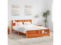 Vidaxl Estrutura Da Cama Com Prateleira Marrom Cera 160 X 200 Cm