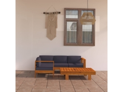 Vidaxl 5 Pcs Conj. Lounge De Jardim C/ Almofadões Cinza-escuro Acácia